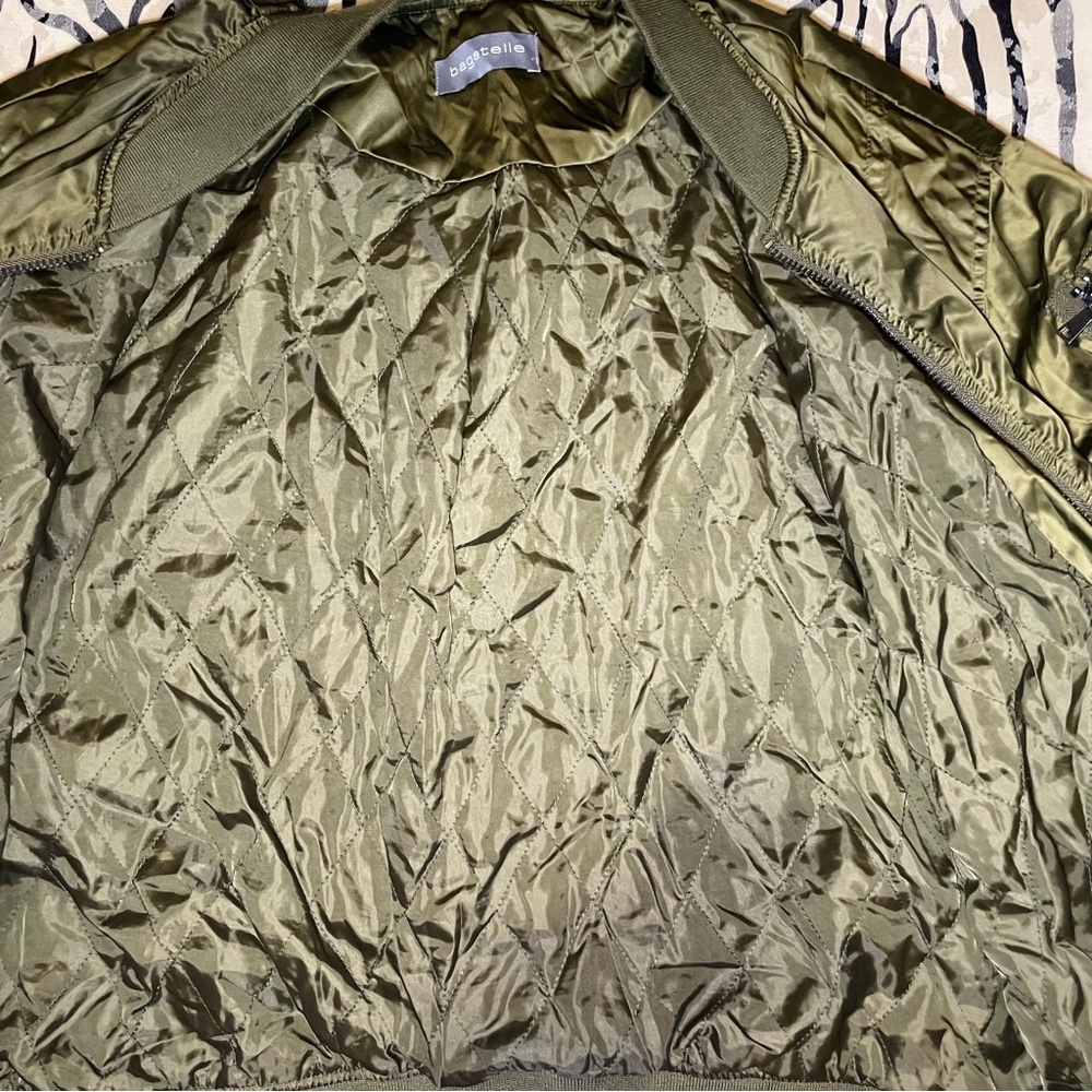 Bagatelle Olive Bomber Jacket with Lace-Up Corset Details - Picture 5 of 7